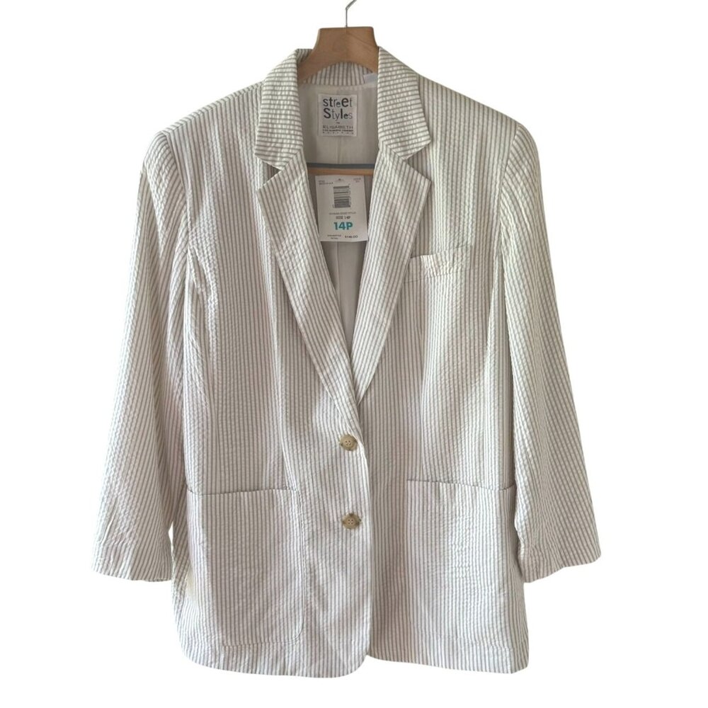 Street Styles By Elisabeth Petites Striped Blazer Size 14P Liz Claiborne Vintage